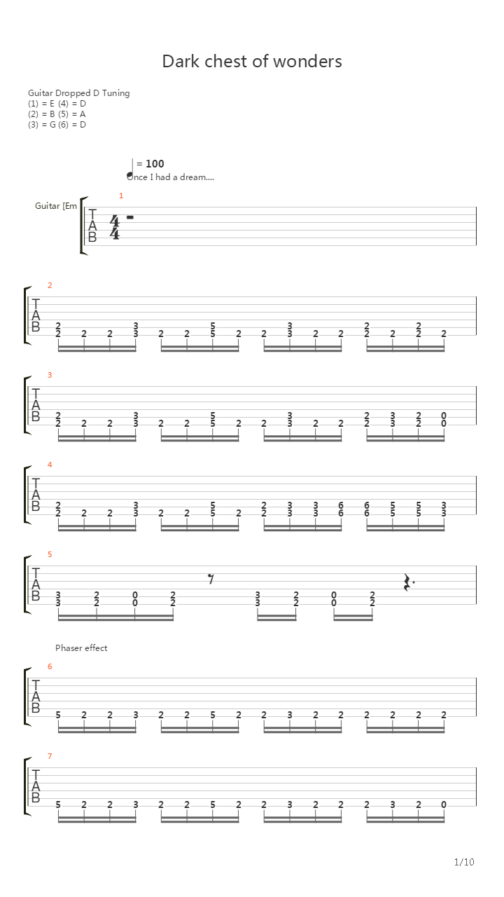Dark Chest Of Wonders吉他谱