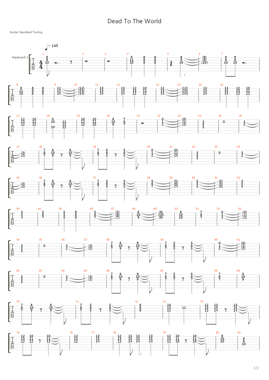 Dead To The World吉他谱