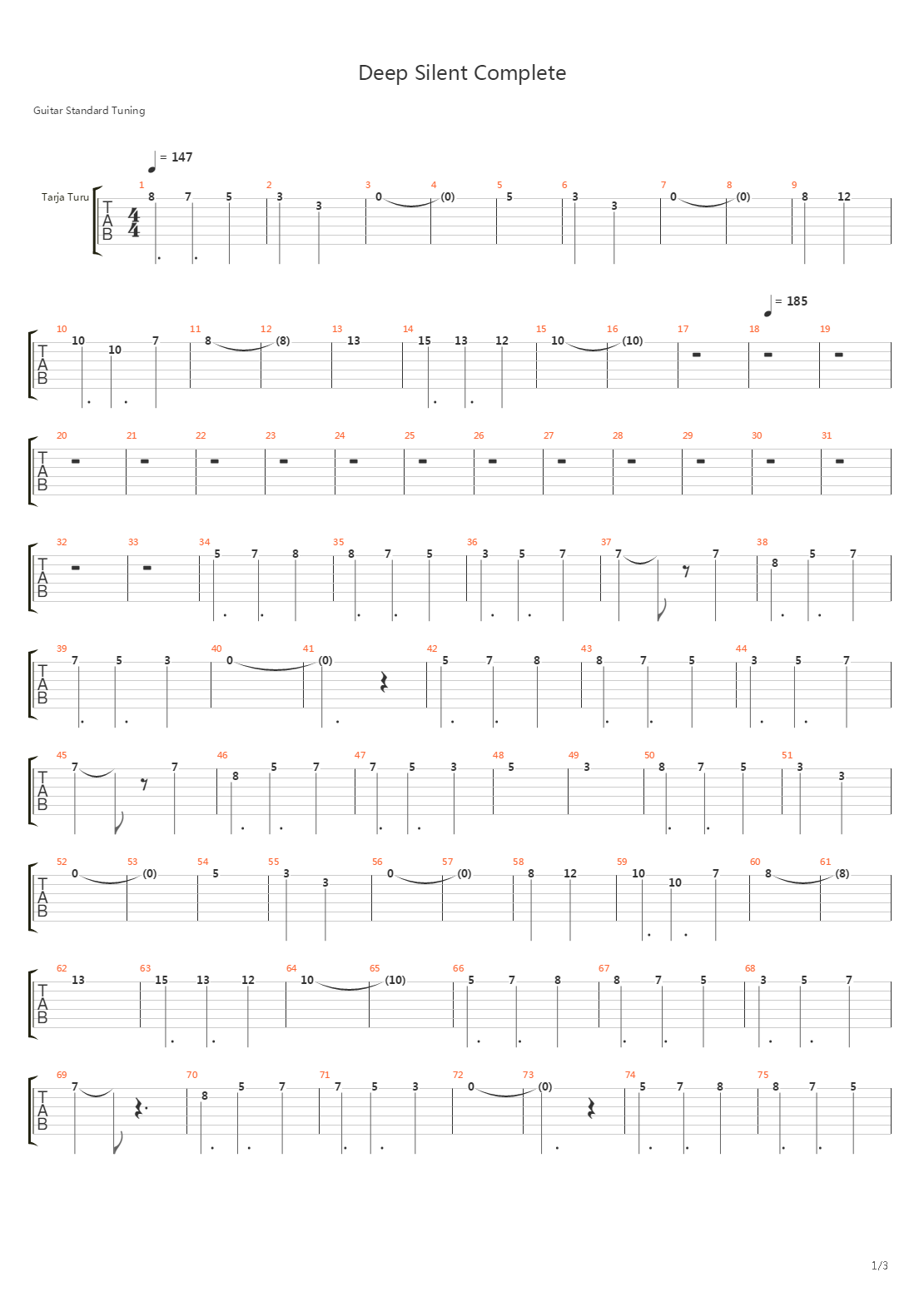 Deep Silent Complete吉他谱