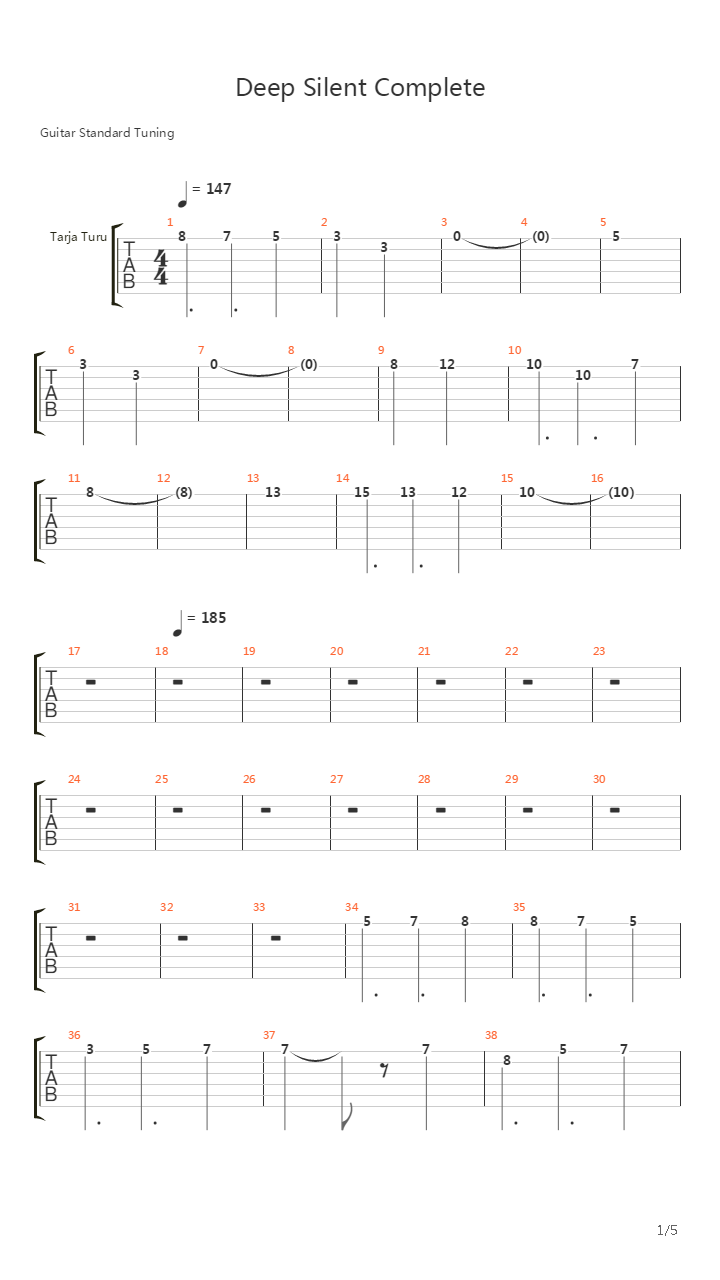 Deep Silent Complete吉他谱