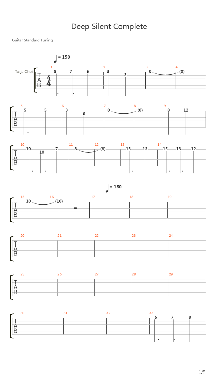 Deep Silent Complete吉他谱