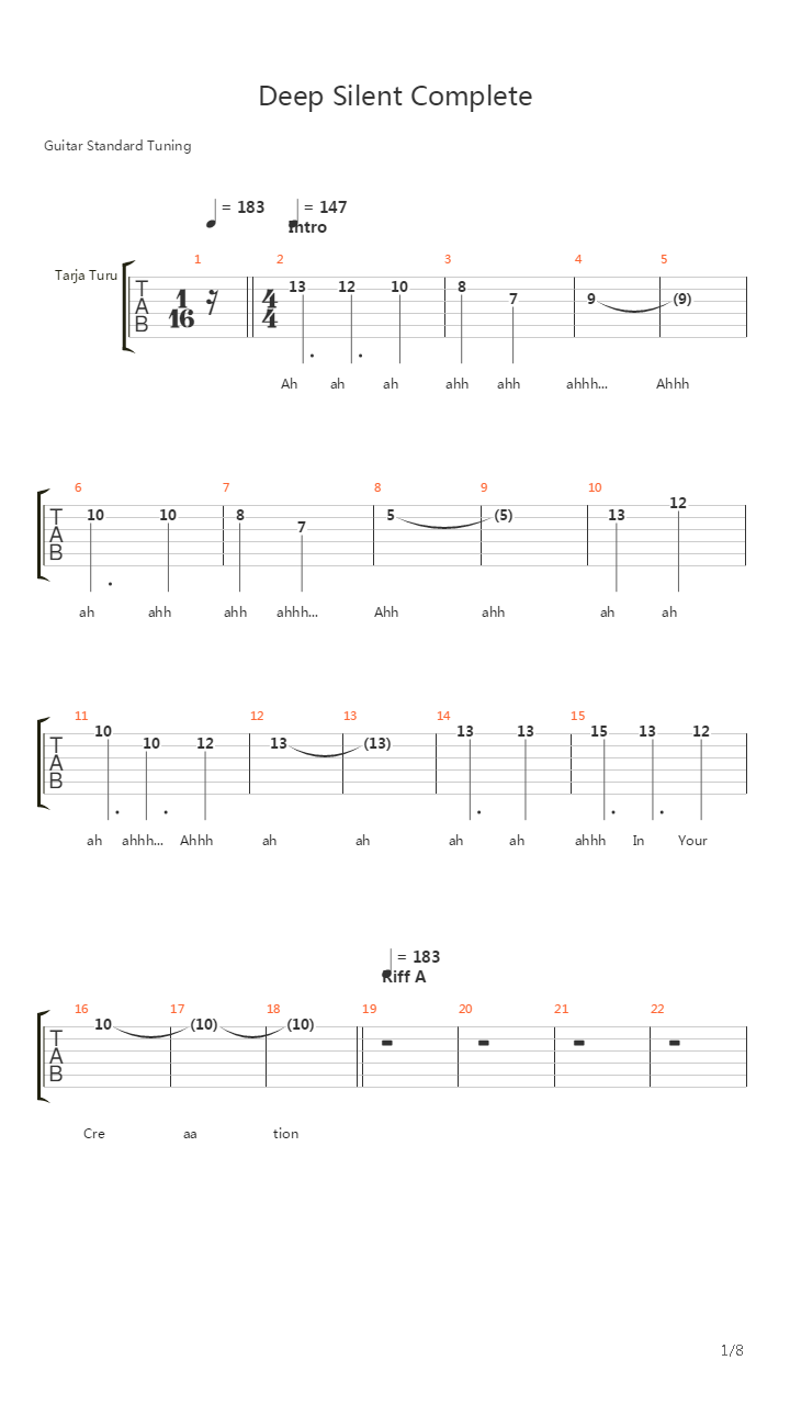Deep Silent Complete吉他谱