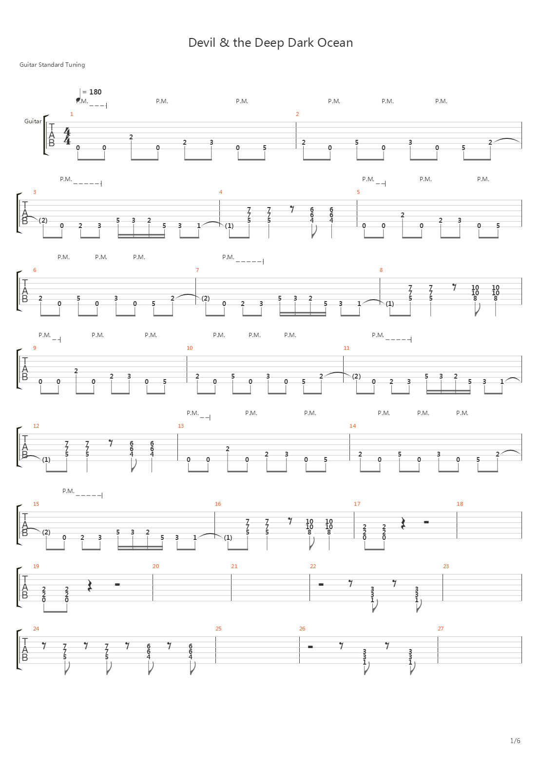 Devil And The Deep Dark Ocean吉他谱
