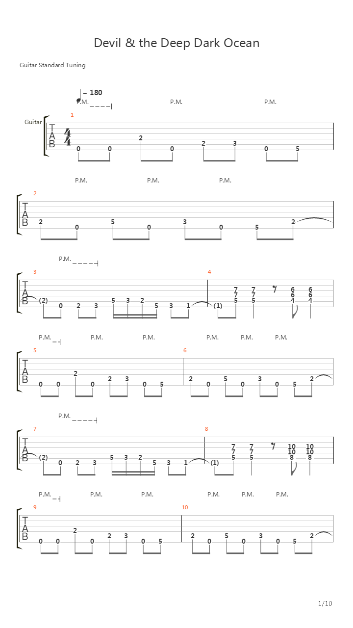 Devil And The Deep Dark Ocean吉他谱