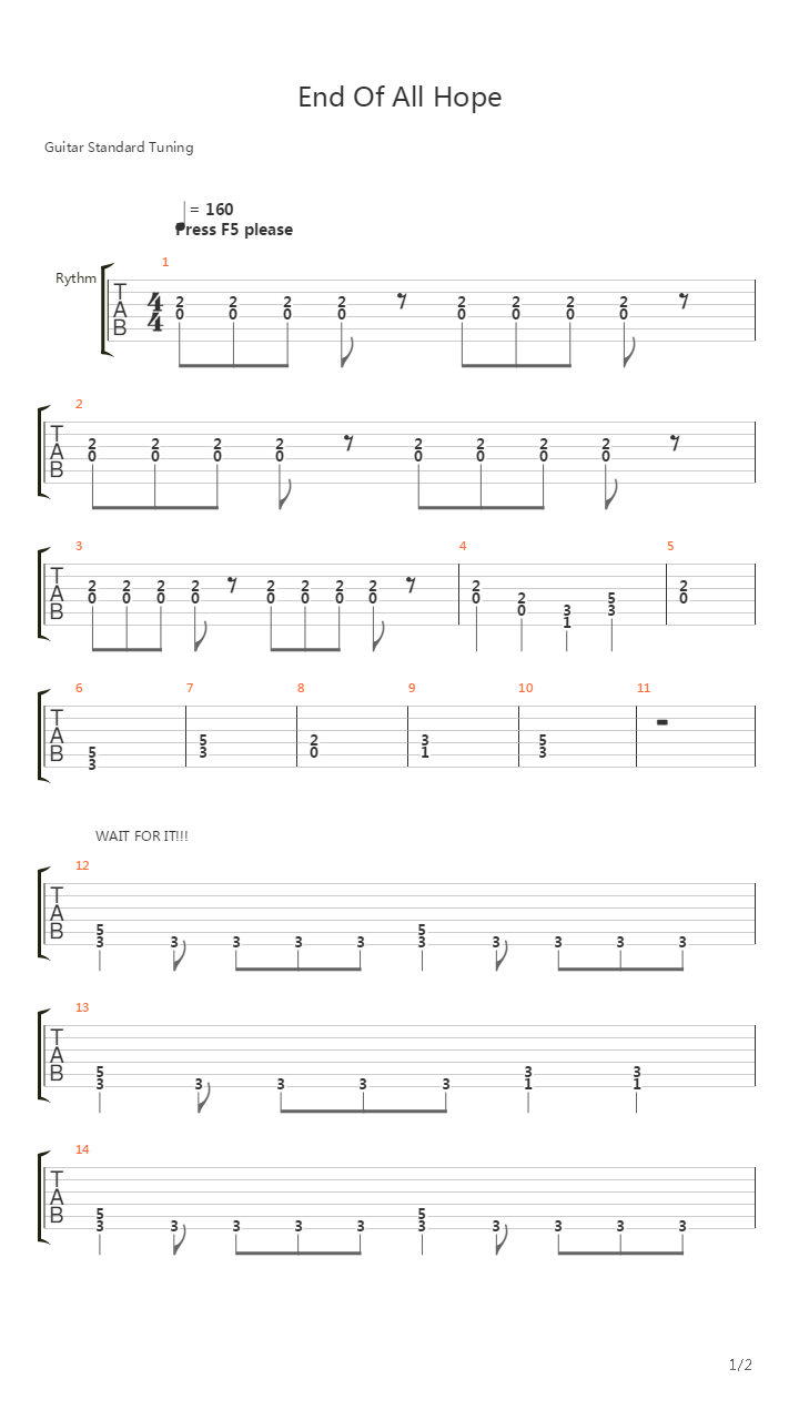 End Of All Hope吉他谱