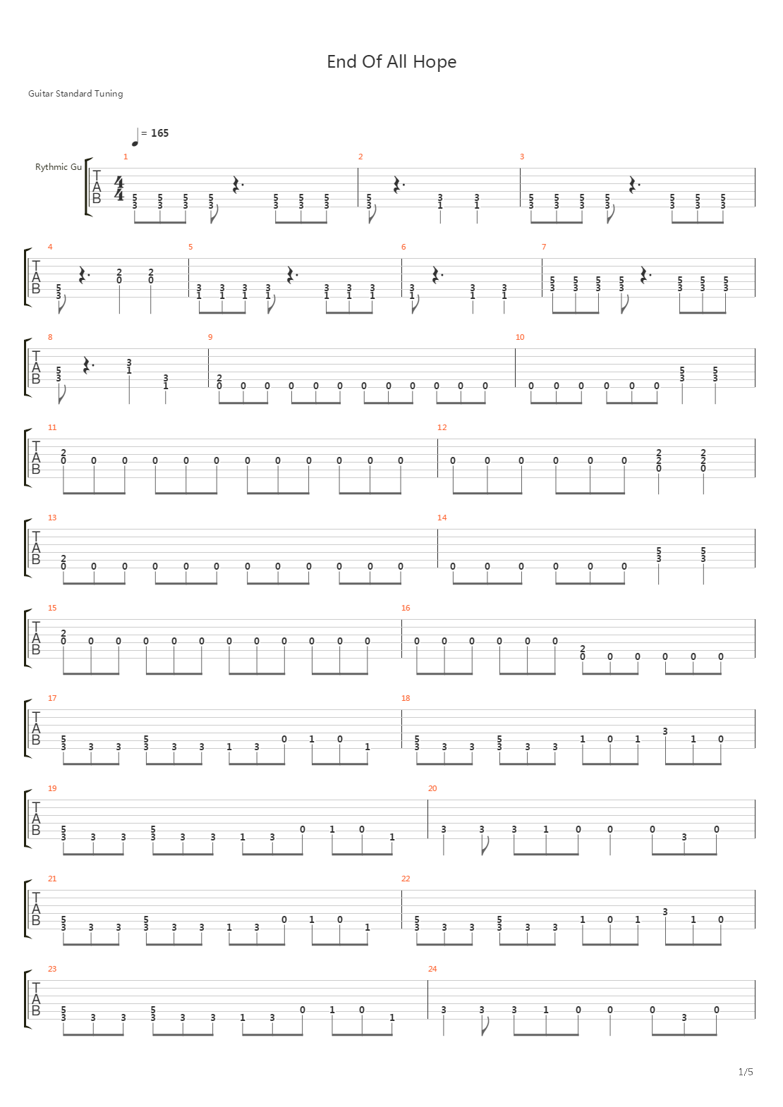 End Of All Hope吉他谱