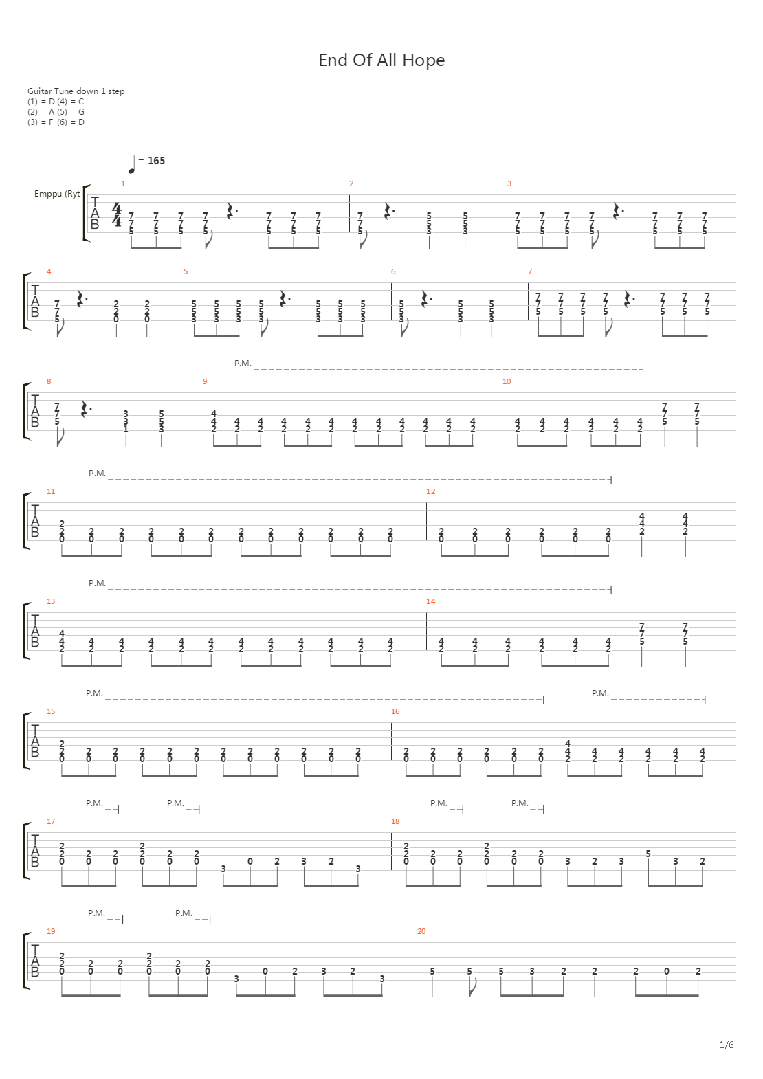 End Of All Hope吉他谱