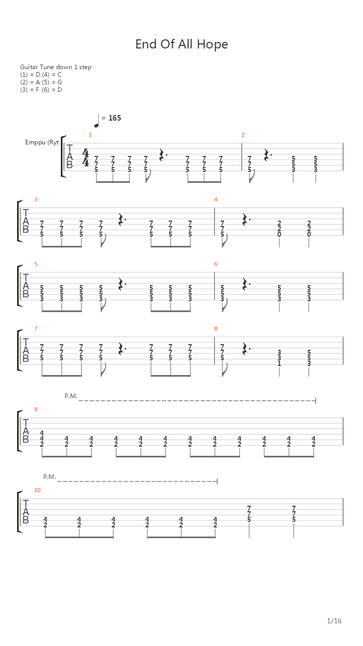 End Of All Hope吉他谱