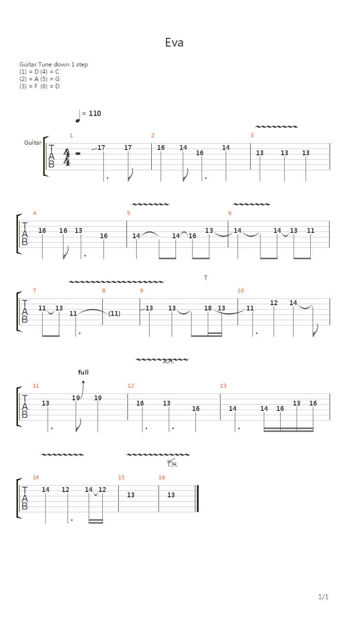 Eva吉他谱