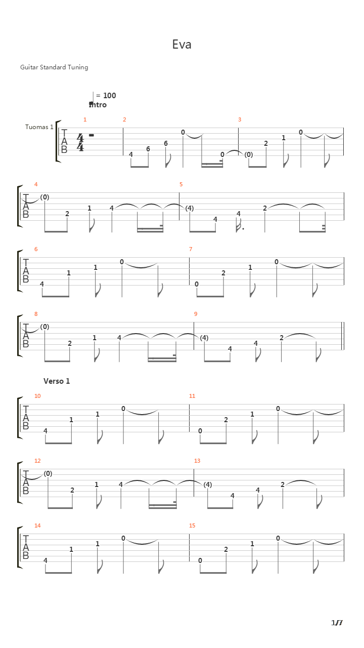 Eva吉他谱