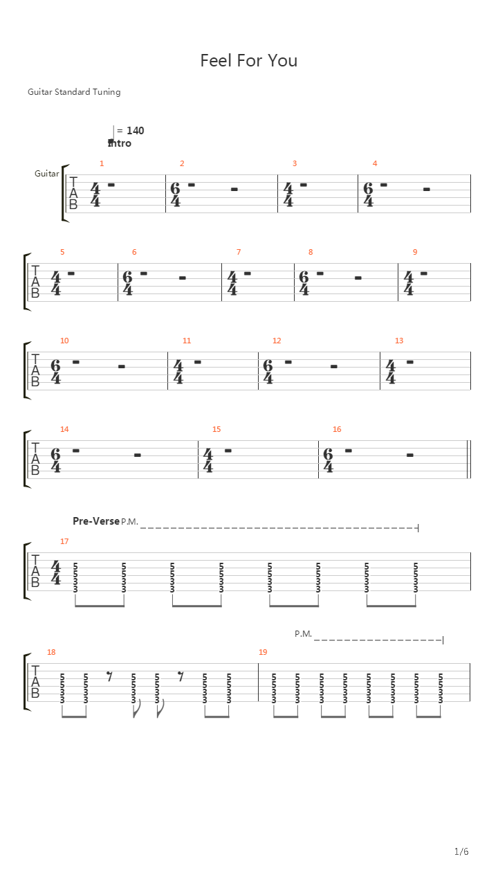 Feel For You吉他谱