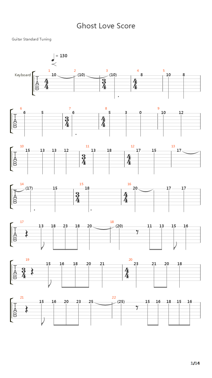 Ghost Love Score吉他谱