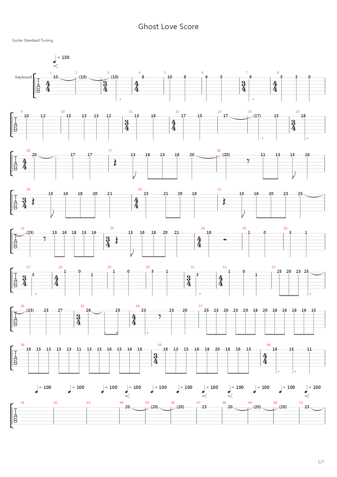 Ghost Love Score吉他谱