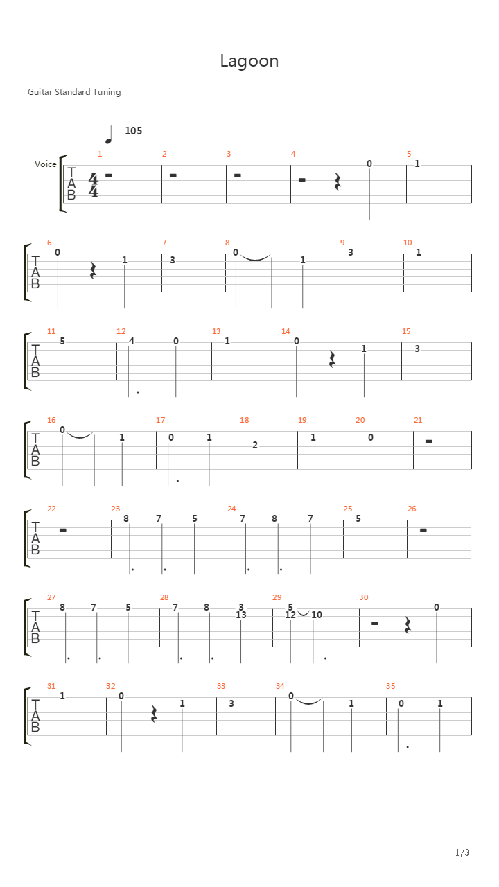 Lagoon吉他谱