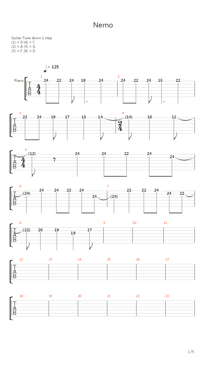 Nemo吉他谱