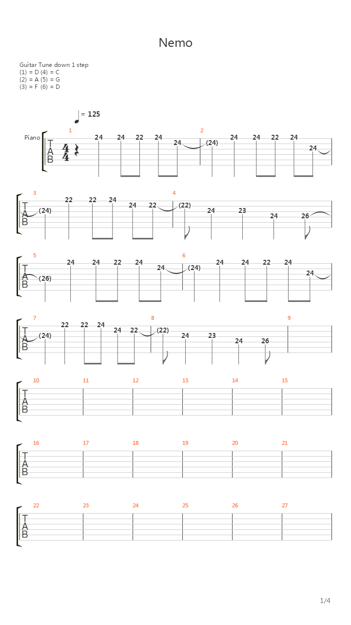 Nemo吉他谱
