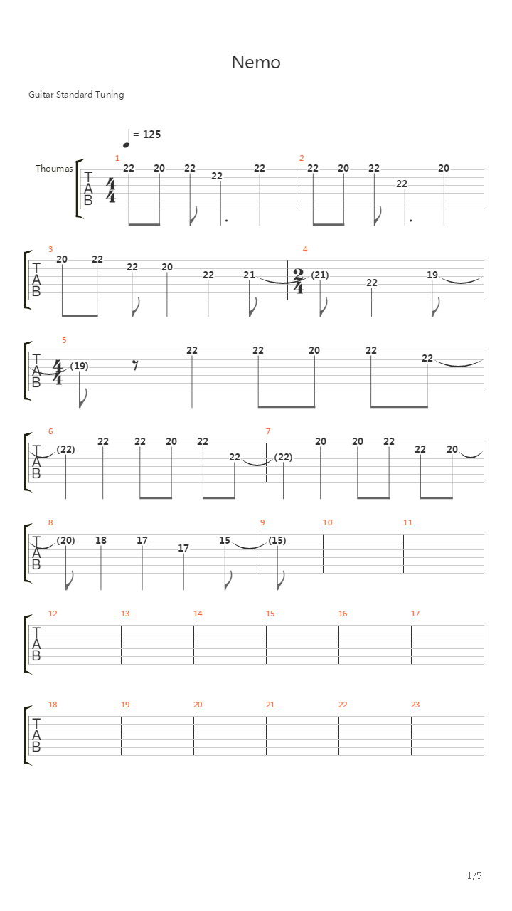 Nemo吉他谱