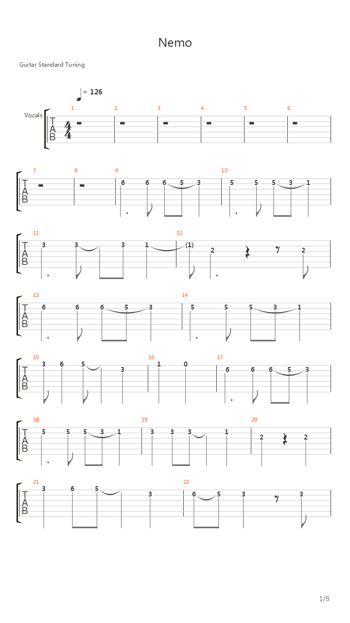 Nemo吉他谱