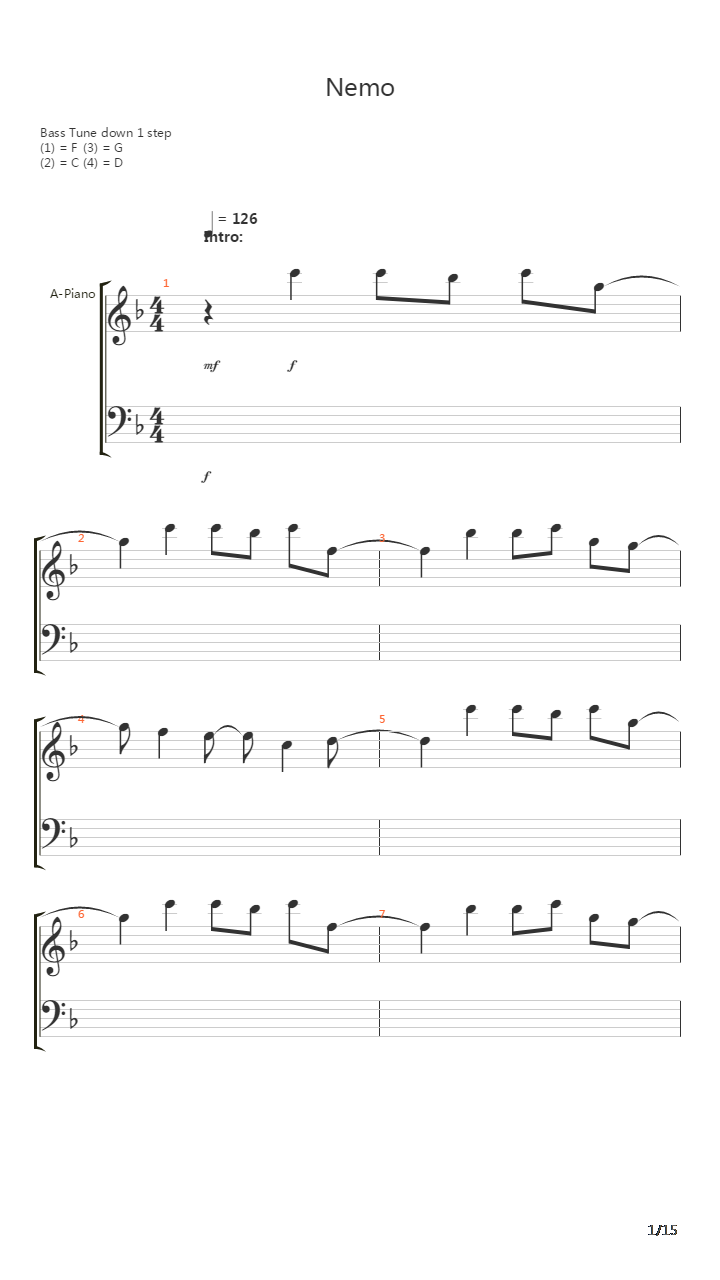 Nemo吉他谱