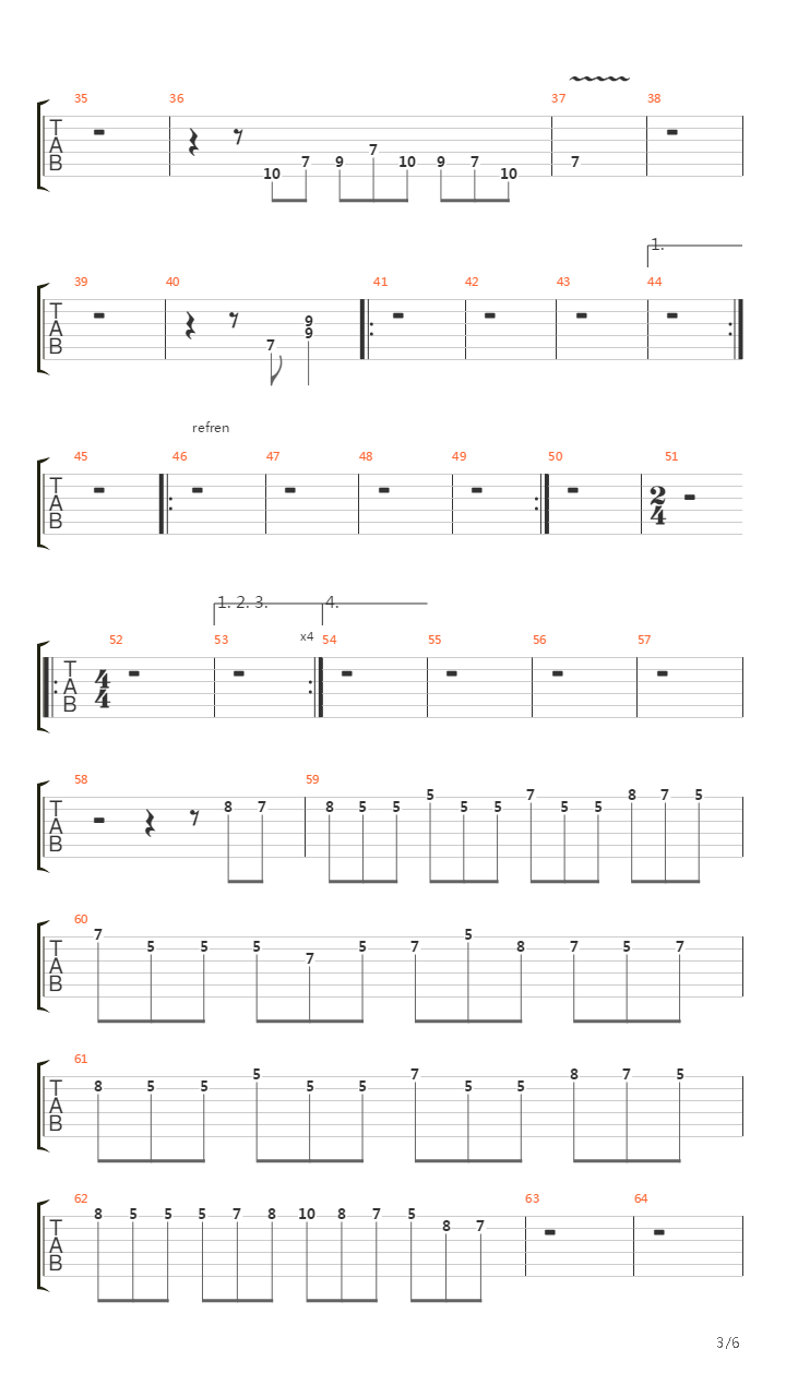 Over The Hills And Far Away吉他谱