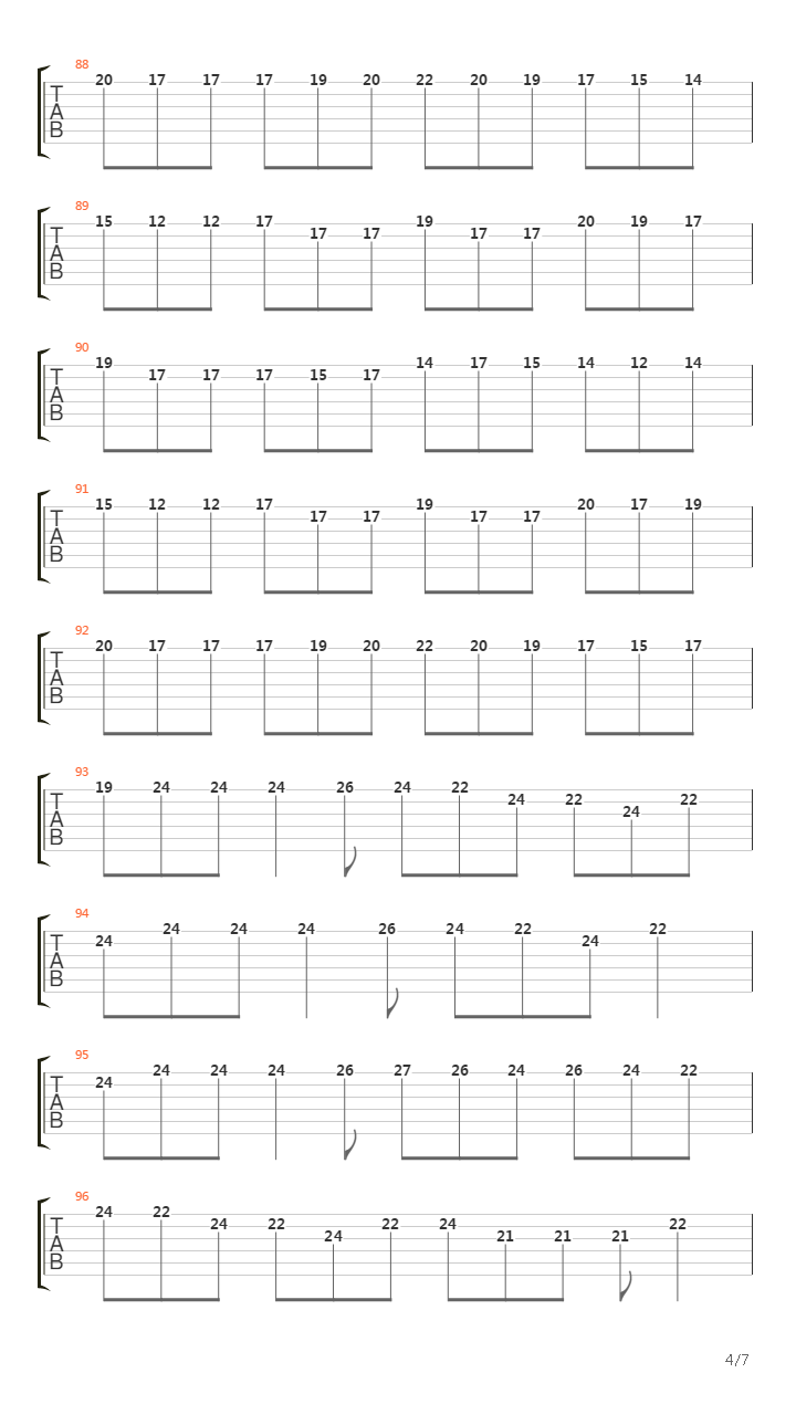 Over The Hills And Far Away吉他谱