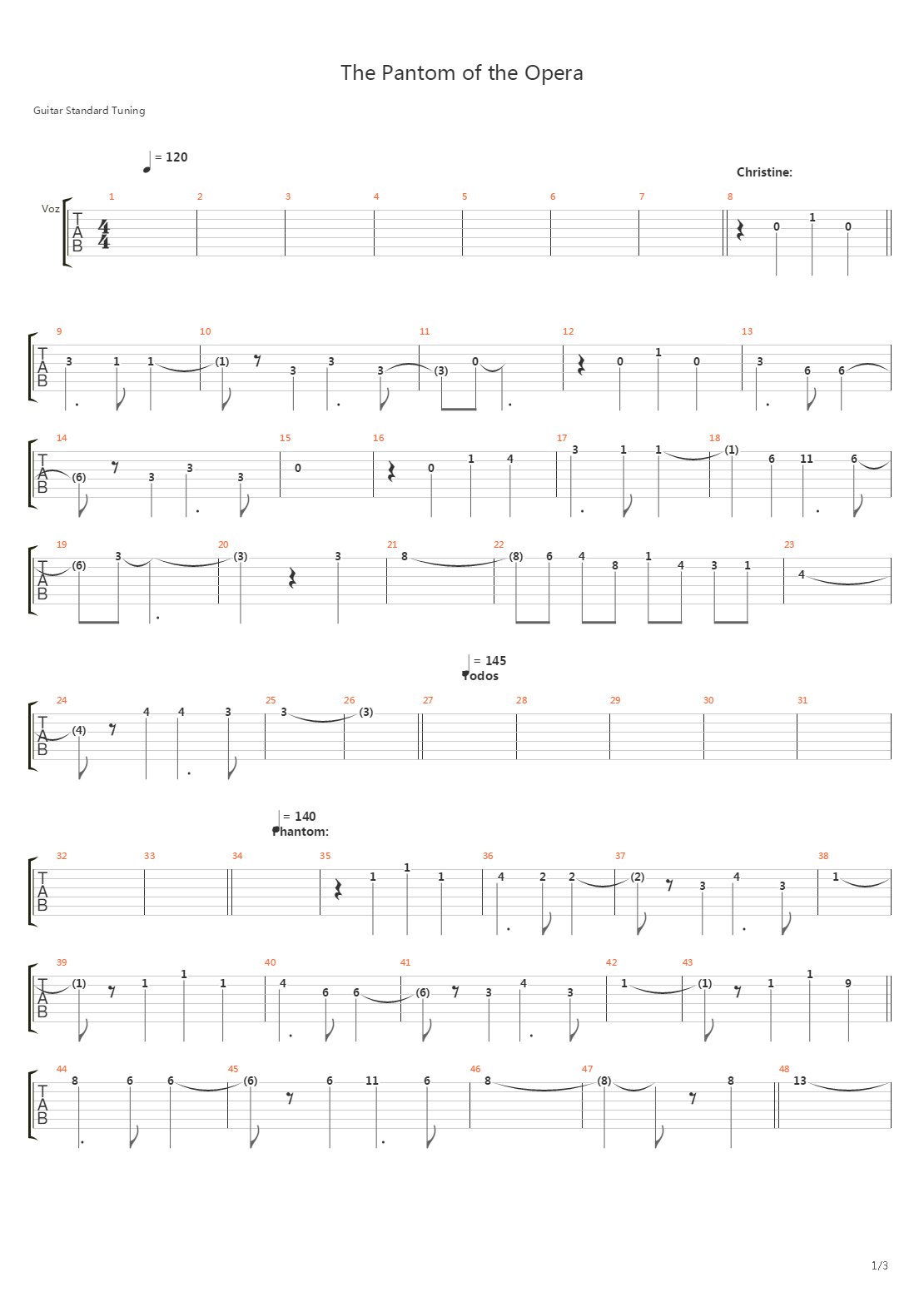 Phantom Of The Opera吉他谱
