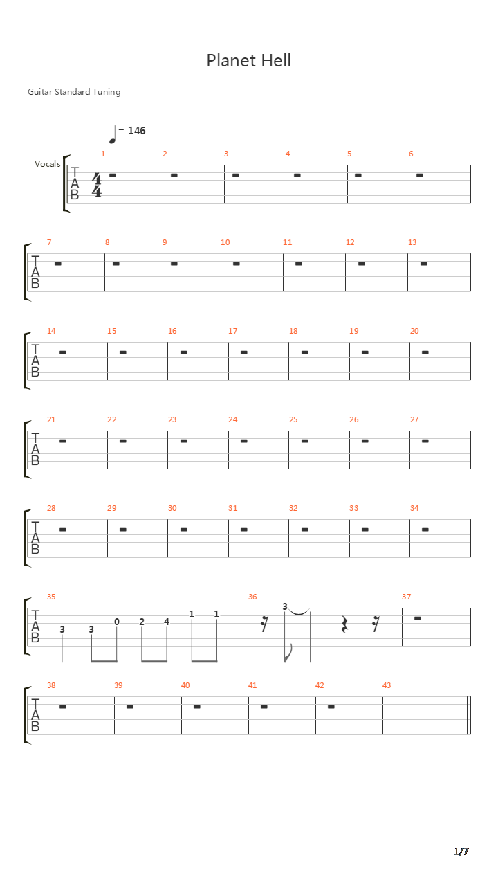Planet Hell吉他谱