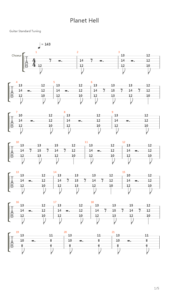 Planet Hell吉他谱