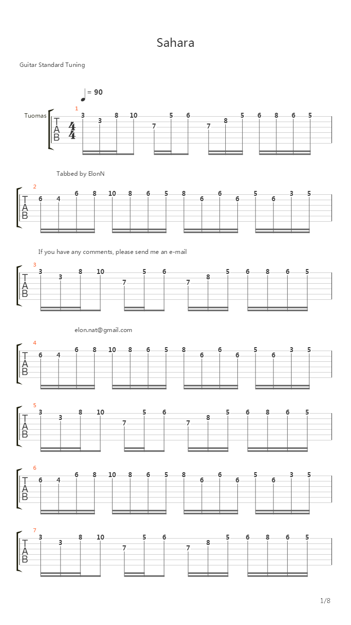 Sahara吉他谱