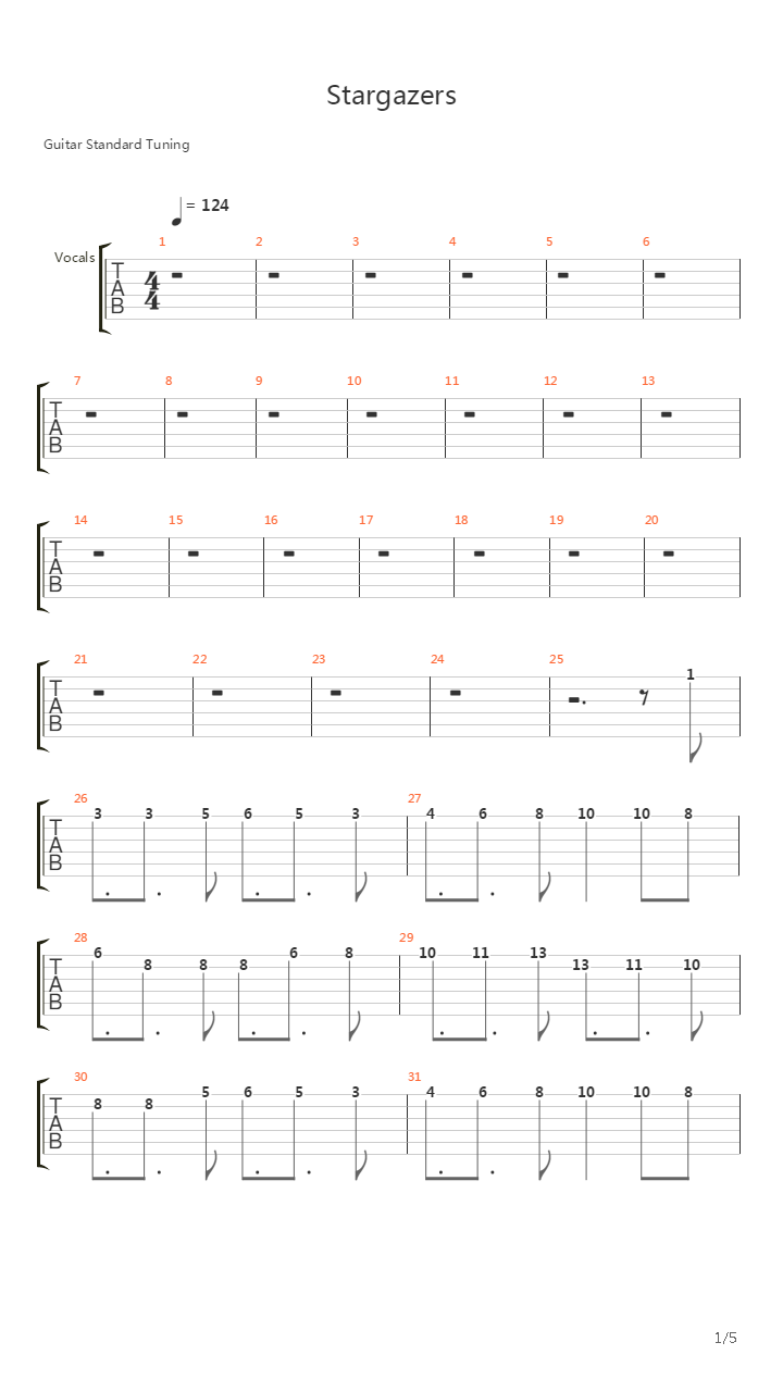 Stargazers吉他谱