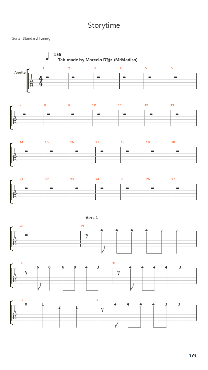 Storytime吉他谱
