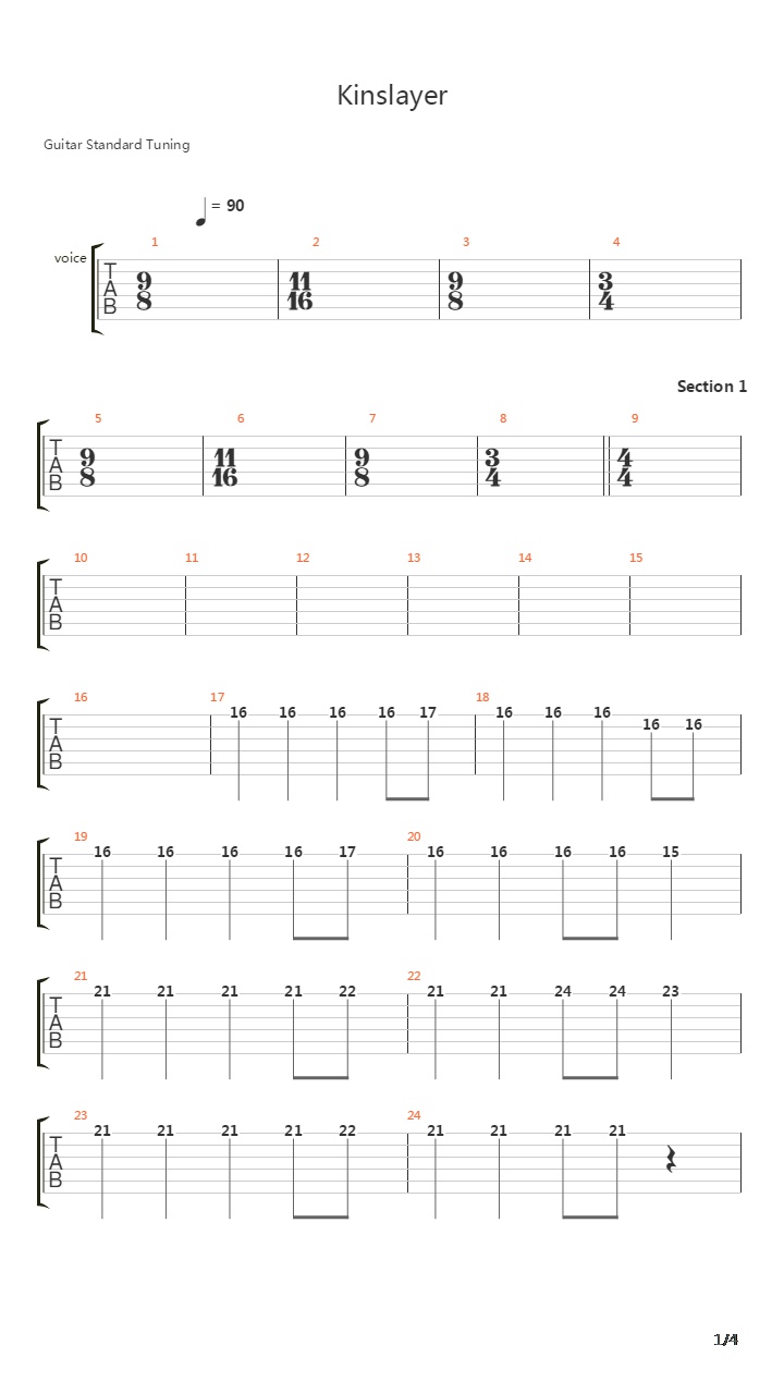 The Kinslayer吉他谱