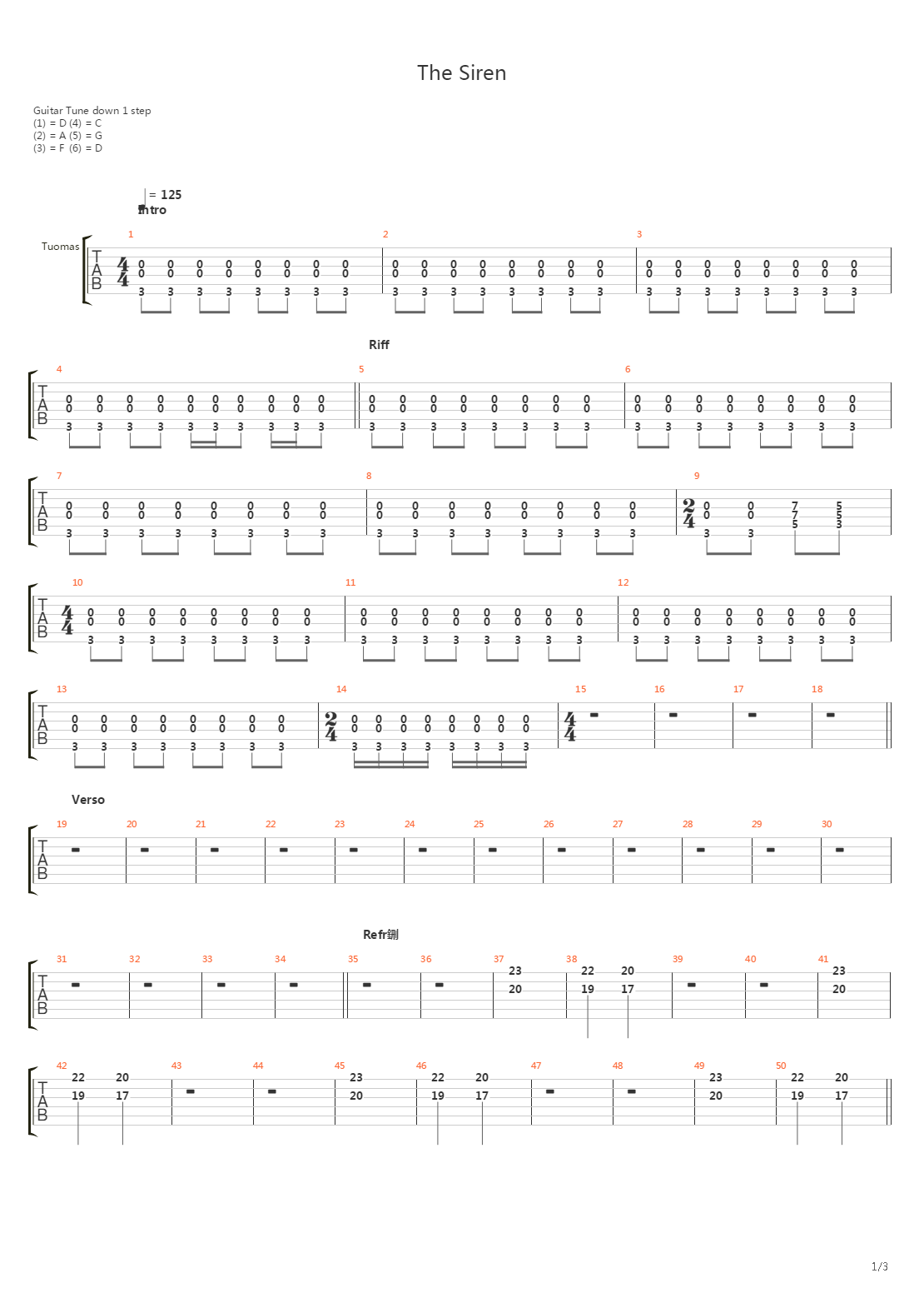 The Siren吉他谱