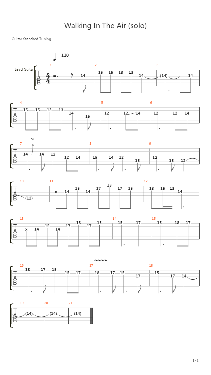 Walking In The Air吉他谱