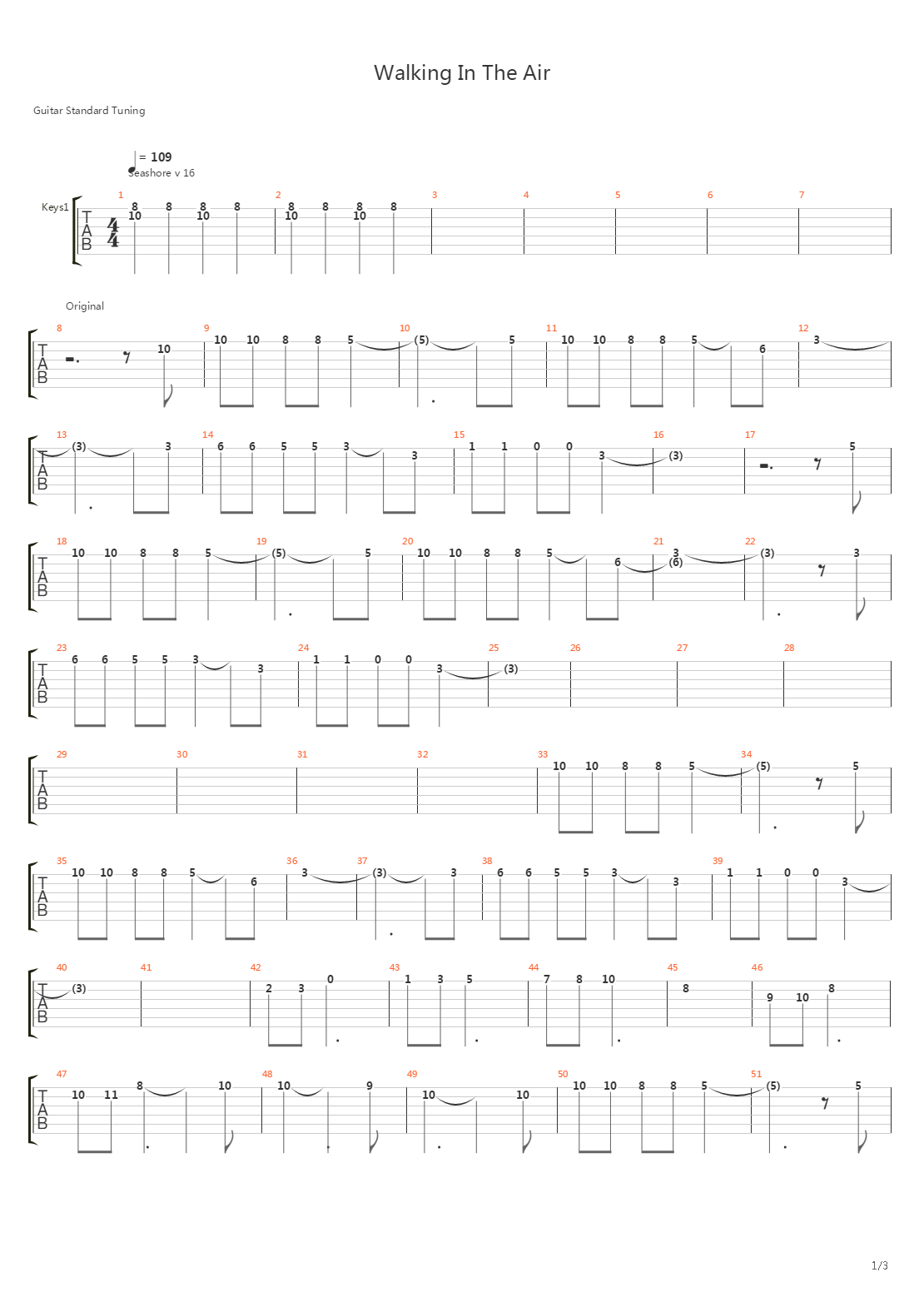Walking In The Air吉他谱