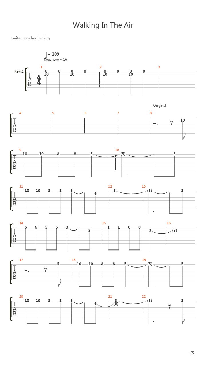 Walking In The Air吉他谱