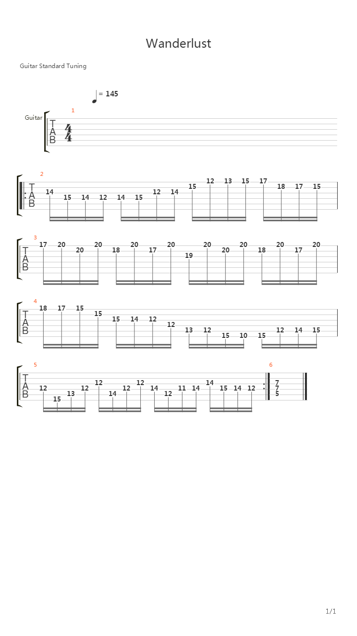 Wanderlust吉他谱