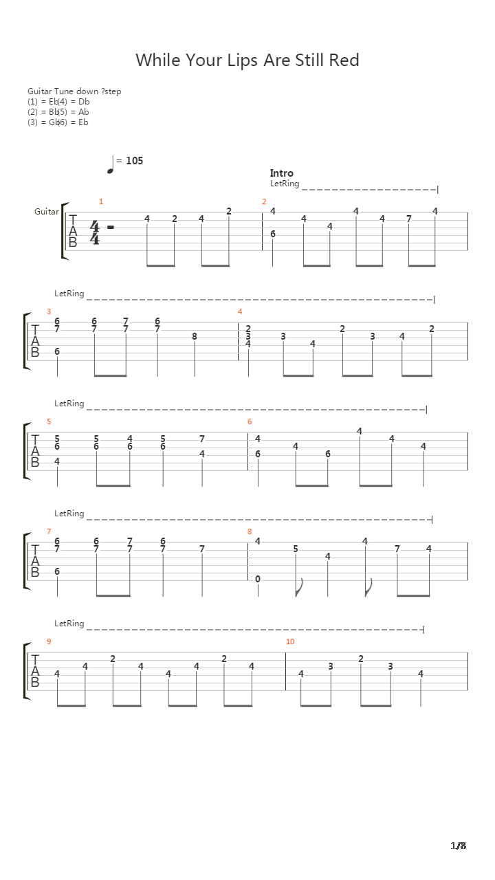 While Your Lips Are Still Red吉他谱