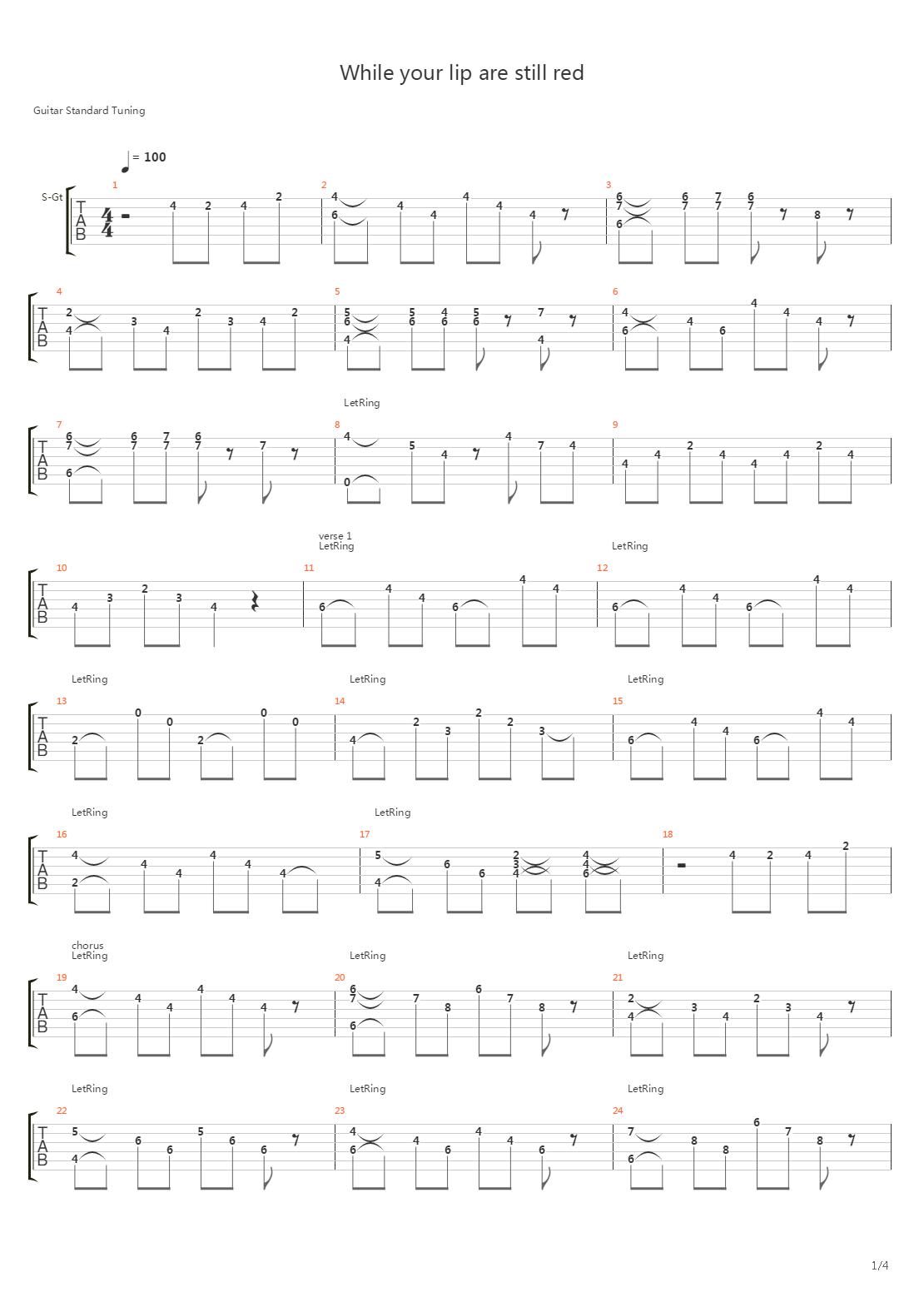 While Your Lips Are Still Red吉他谱