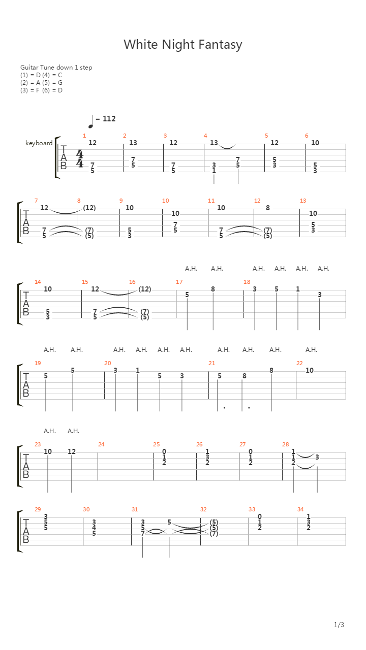 White Night Fantasy吉他谱