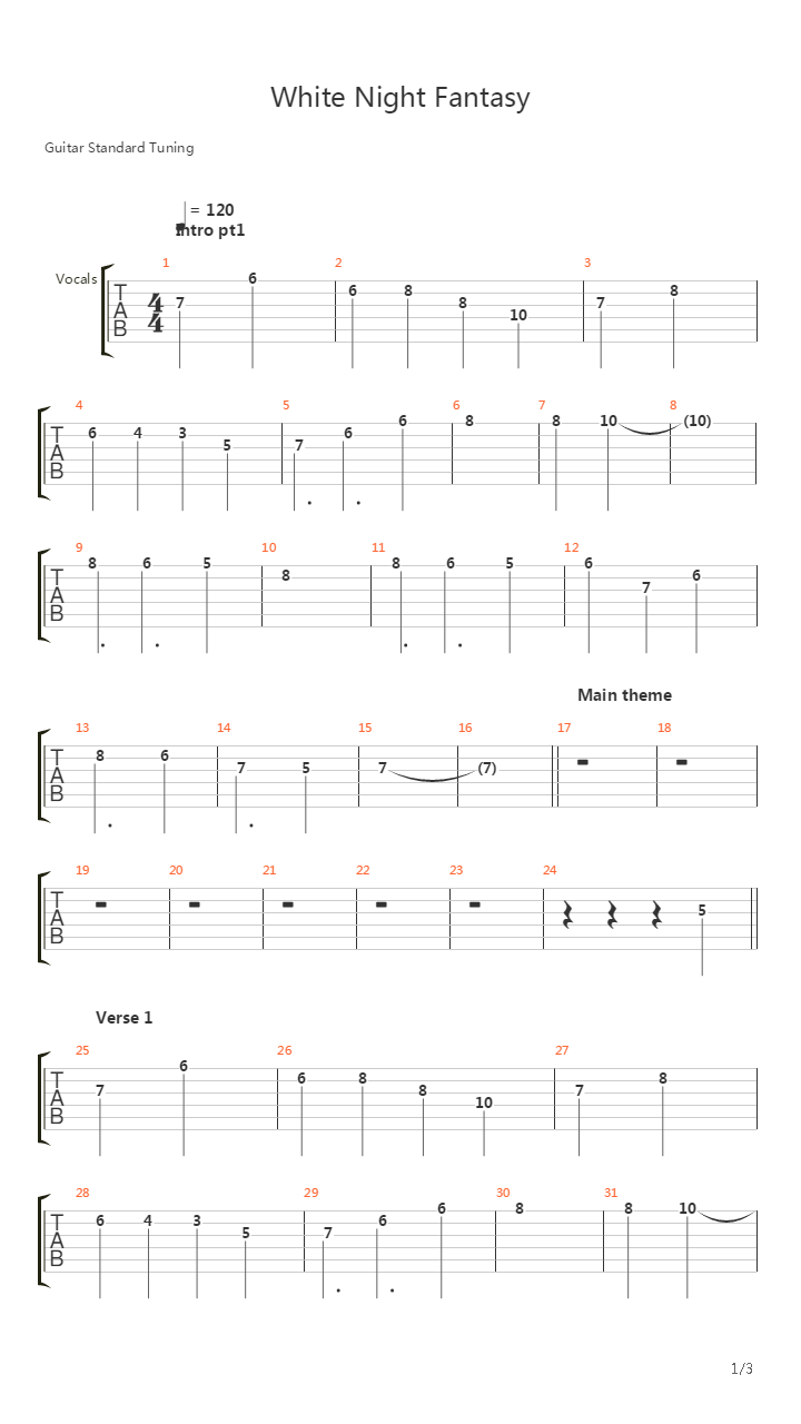 White Night Fantasy吉他谱