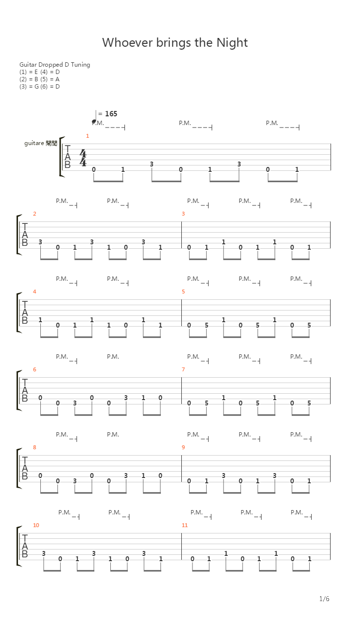 Whoever Brings The Night吉他谱