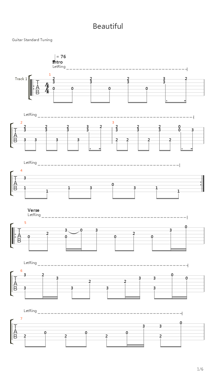 Beautiful吉他谱