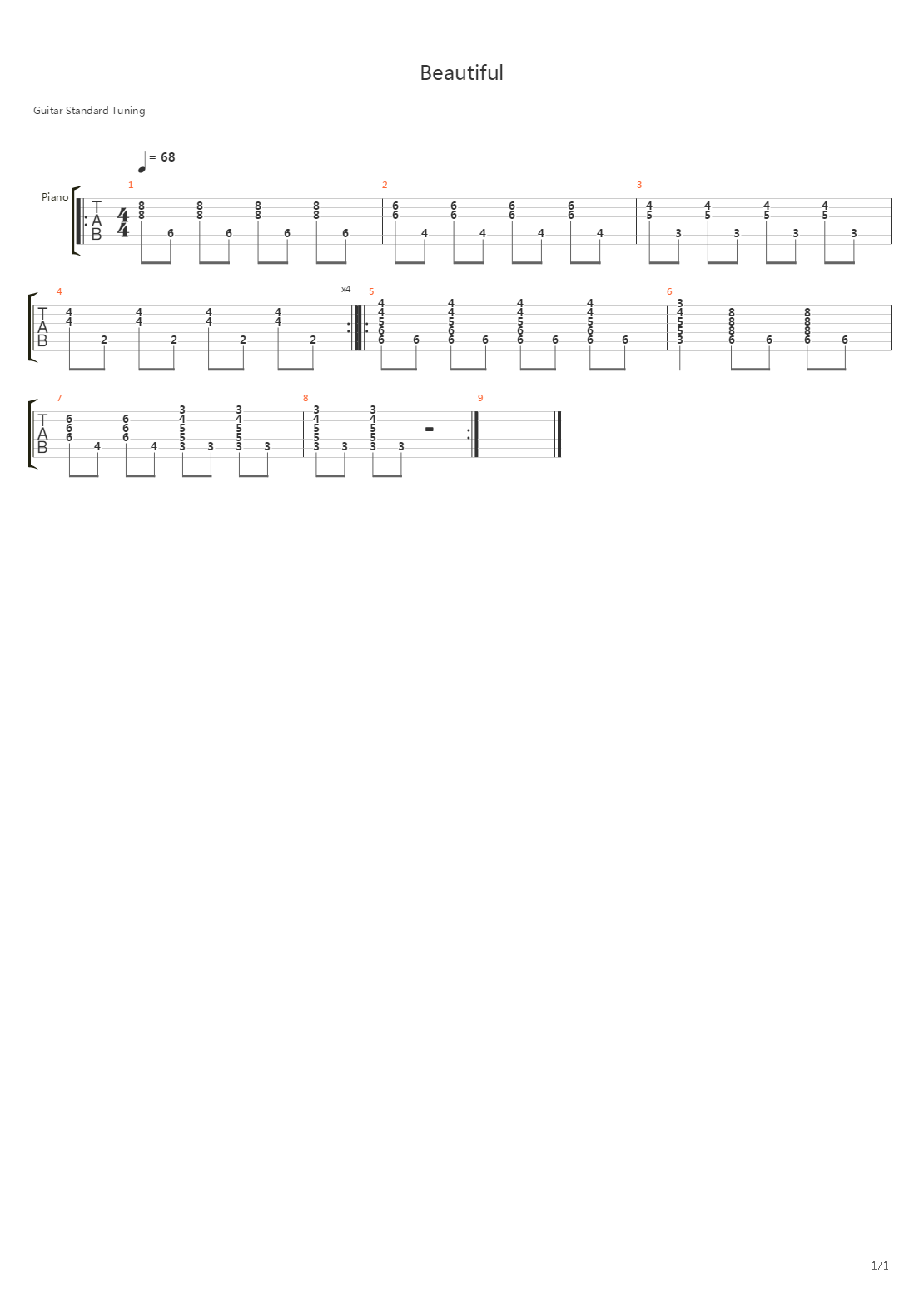 Beautiful吉他谱