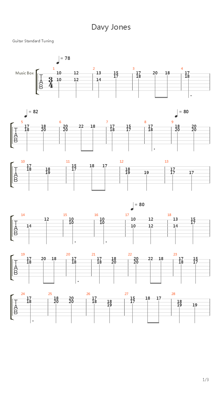 Davy Jones吉他谱