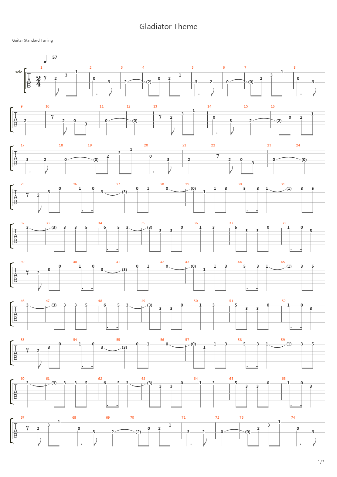 Gladiator Theme吉他谱