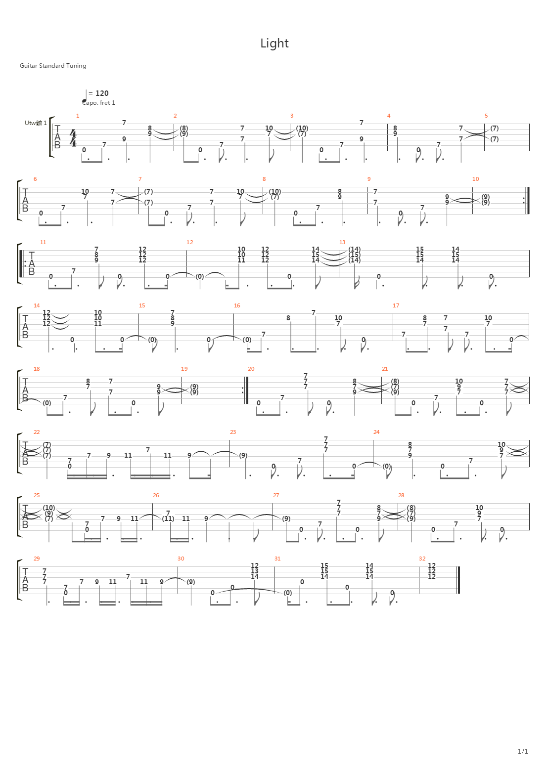 Light吉他谱