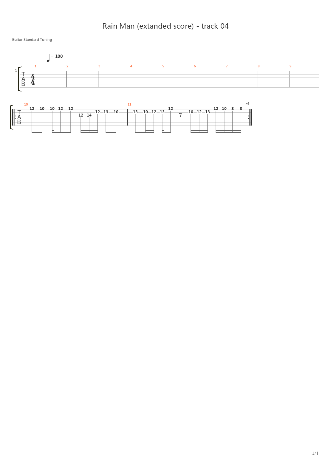 Rain Man Extanded Score吉他谱