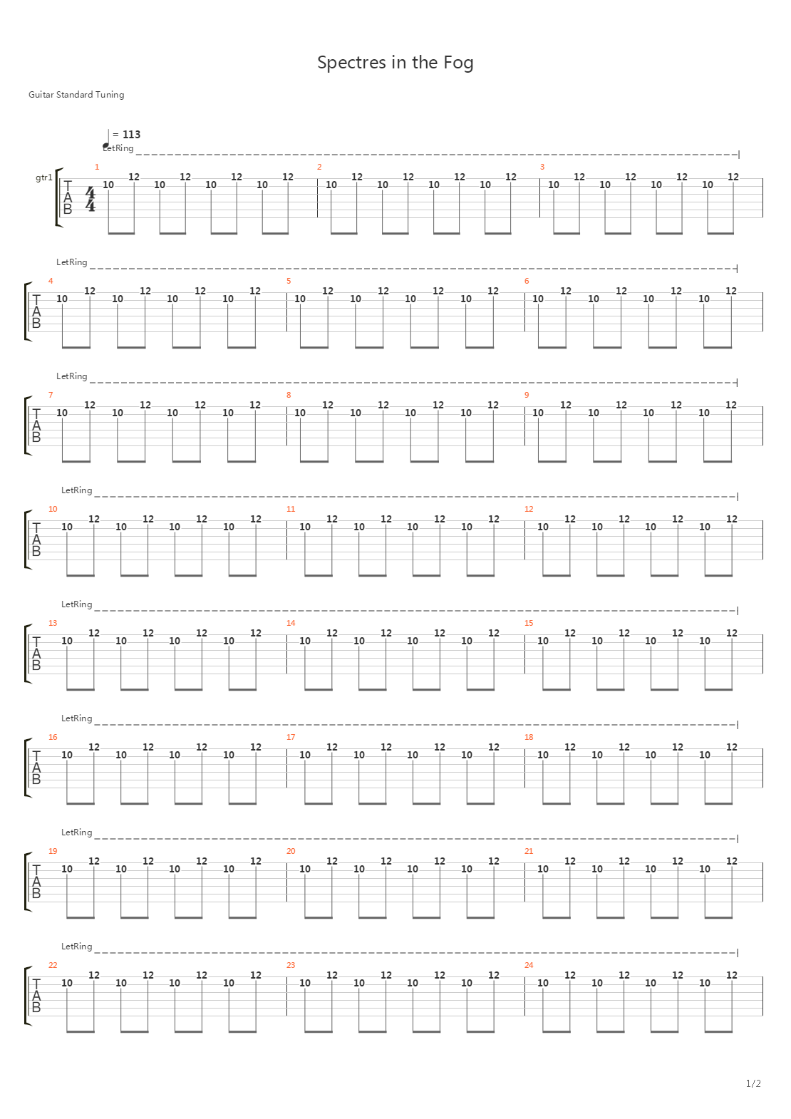 Spectres In The Fog吉他谱