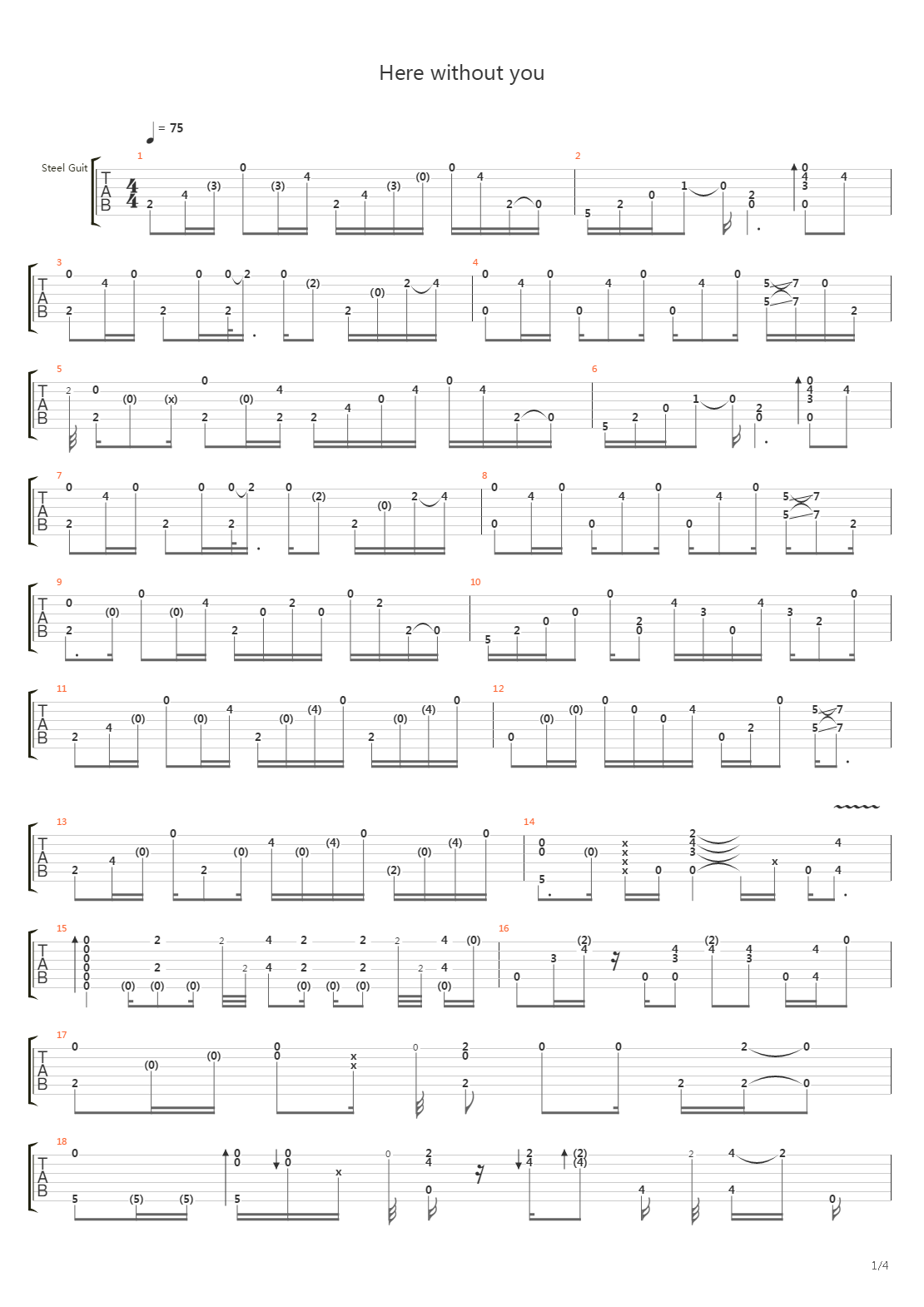 Here Without You吉他谱